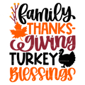Family Thanksgiving Turkey Blessings DTF Transfer