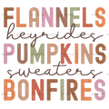 Flannels Heyrides Pumpkins Sweaters Bonefires DTF Transfer
