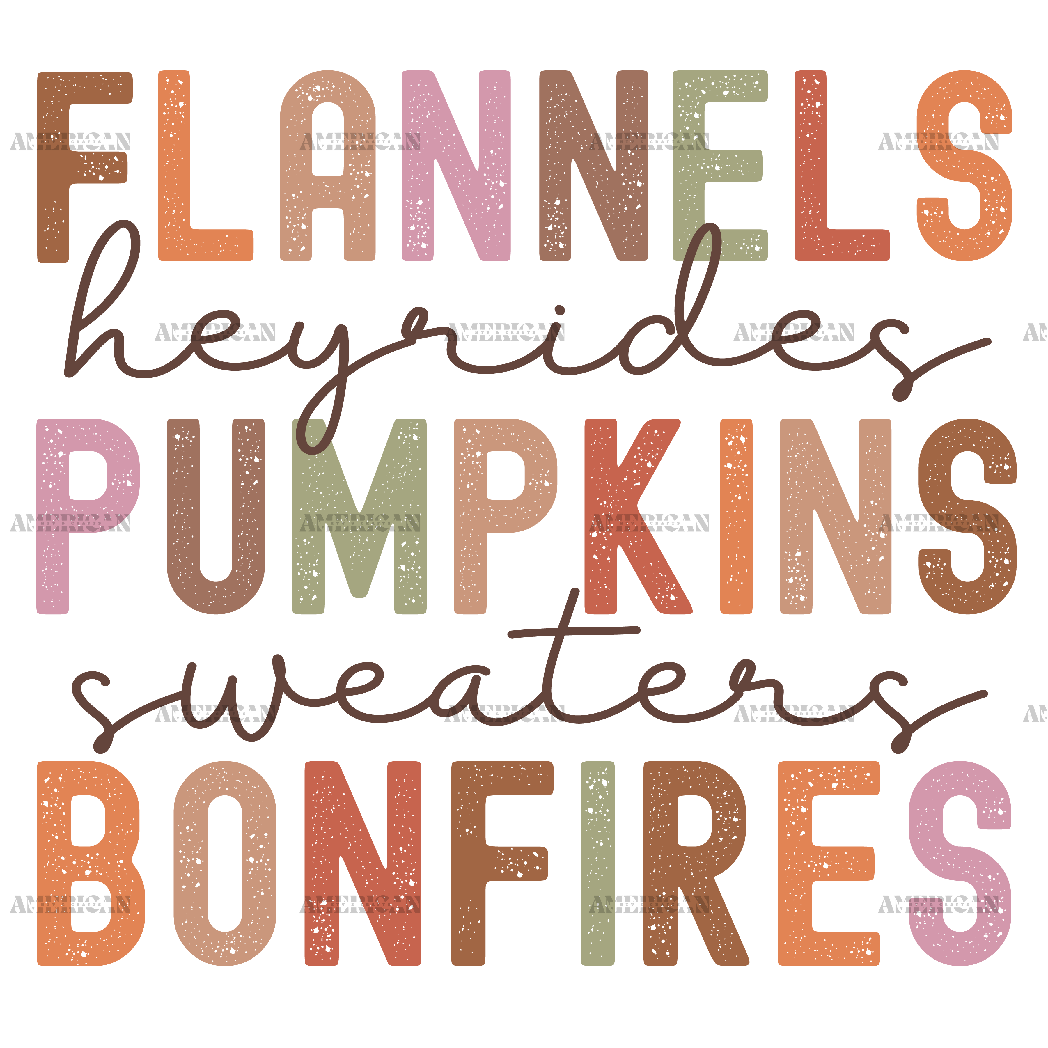 Flannels Heyrides Pumpkins Sweaters Bonefires DTF Transfer