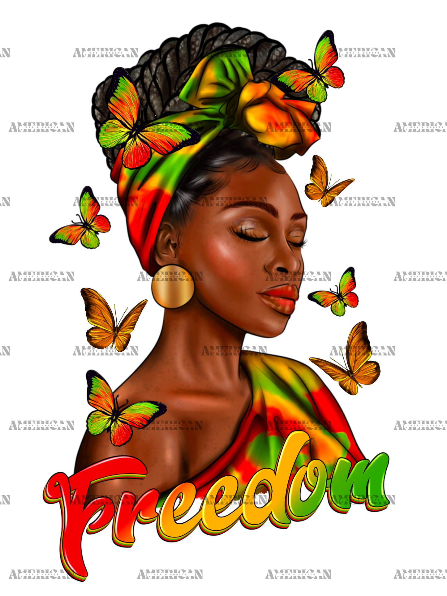 Freedom Afro Woman Juneteenth DTF Transfer