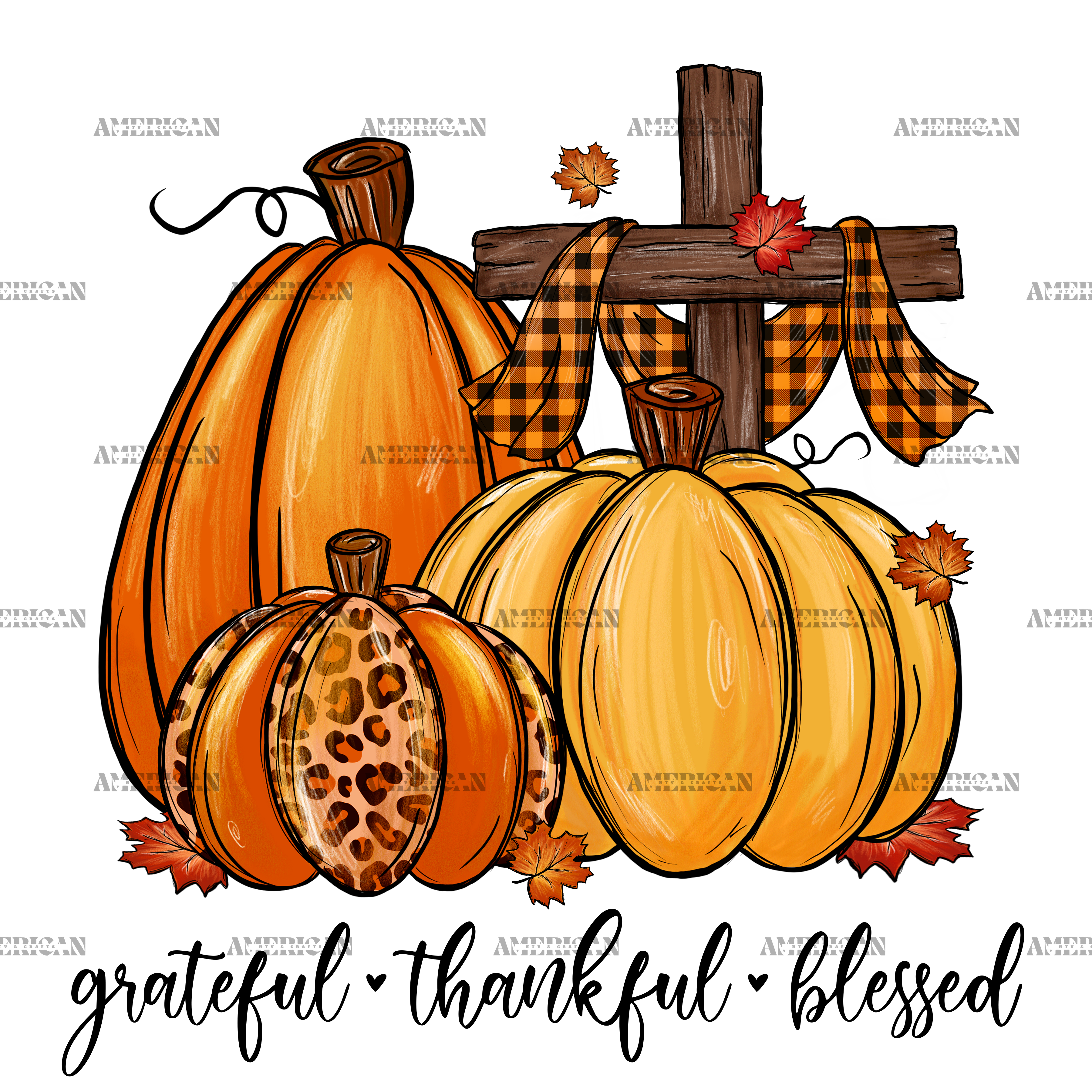 Greatful Thankful Blessed Cross DTF Transfer
