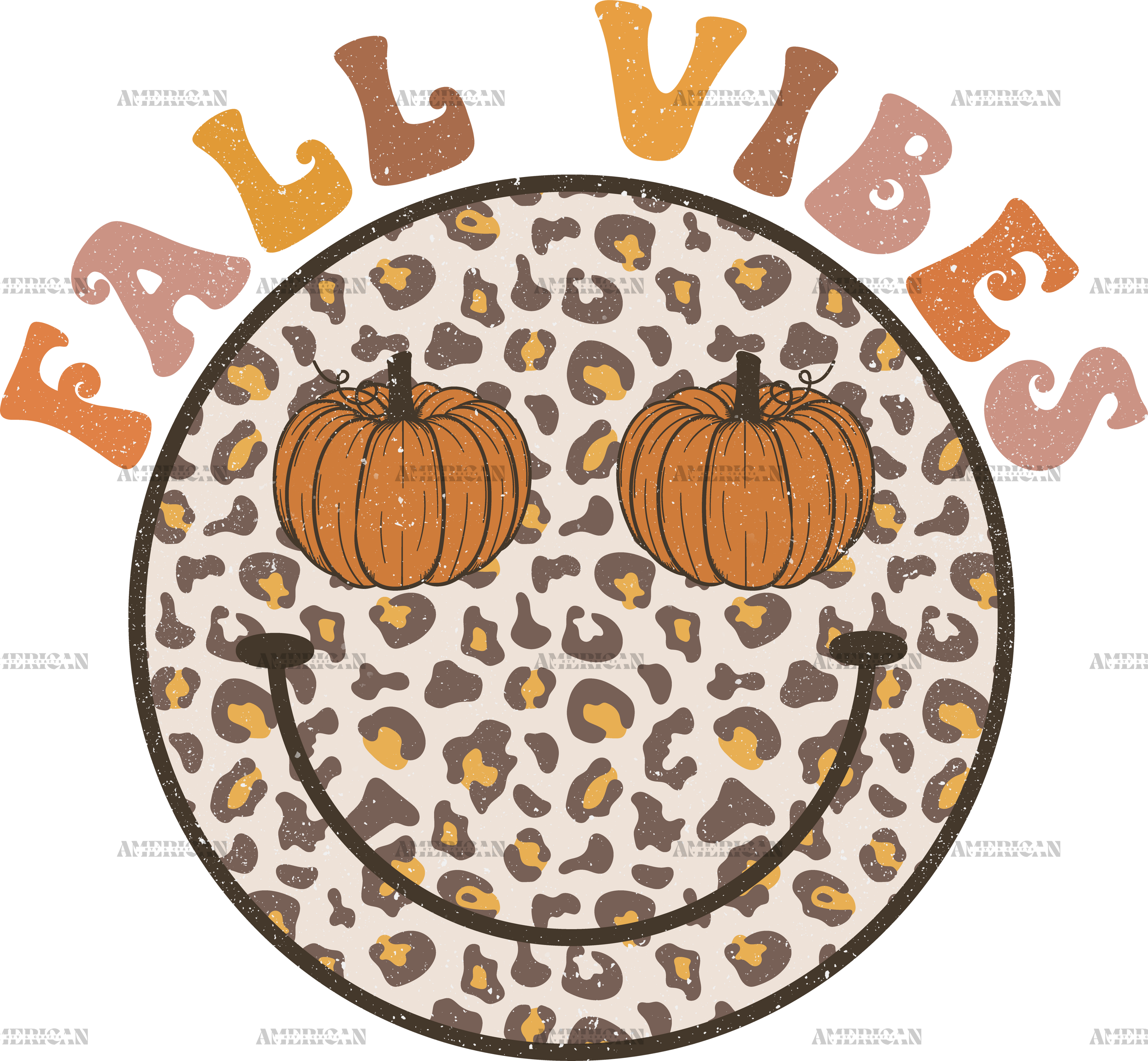 Grunge Fall Vibes Smiley DTF Transfer
