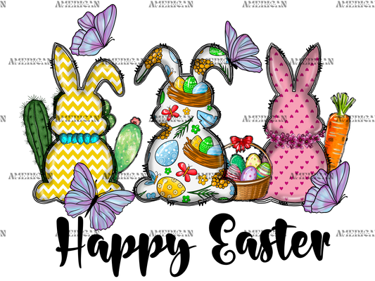 Happy Easter Back Bunnies DTF Transfer