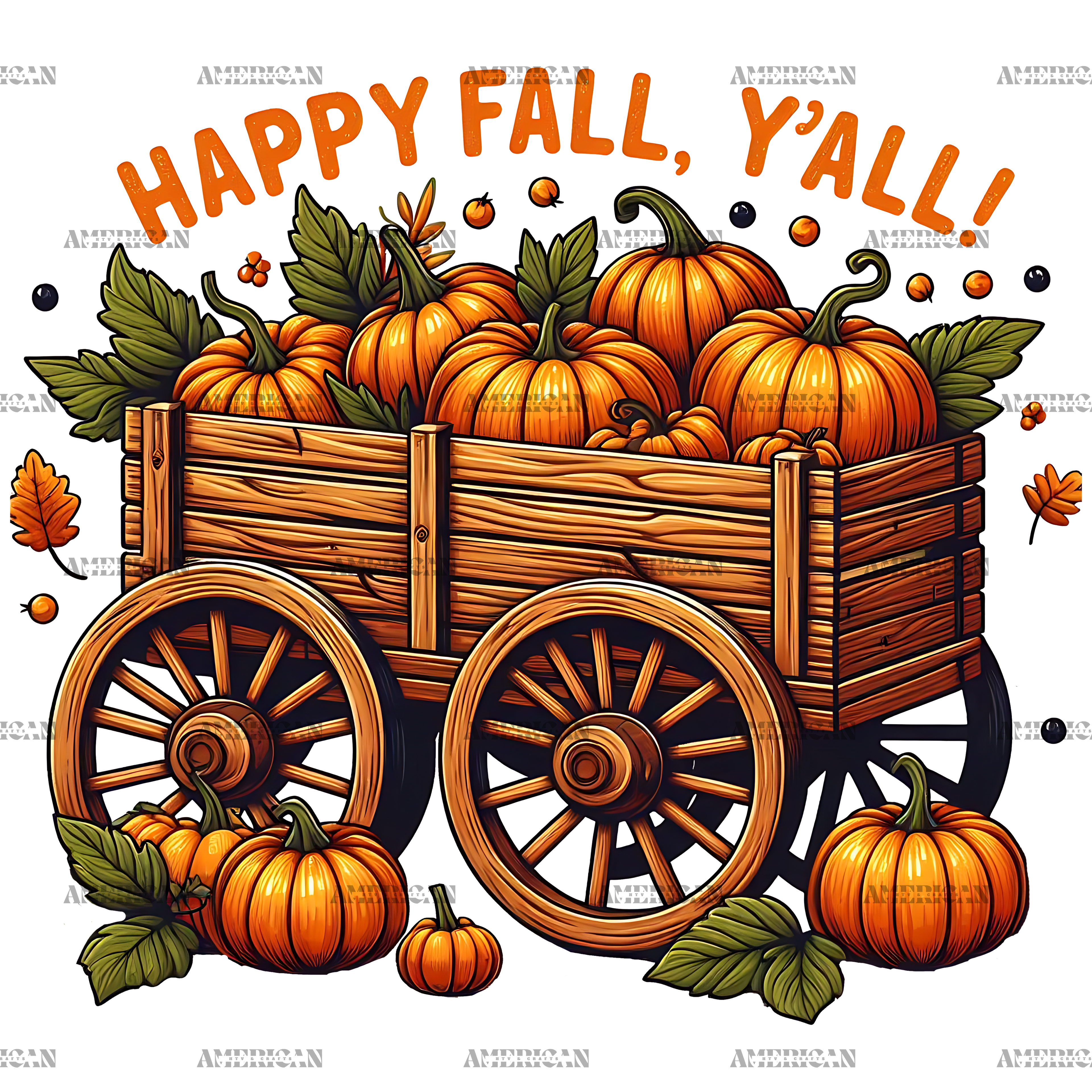 Happy Fall Y'all Pumpkin Cart DTF Transfer