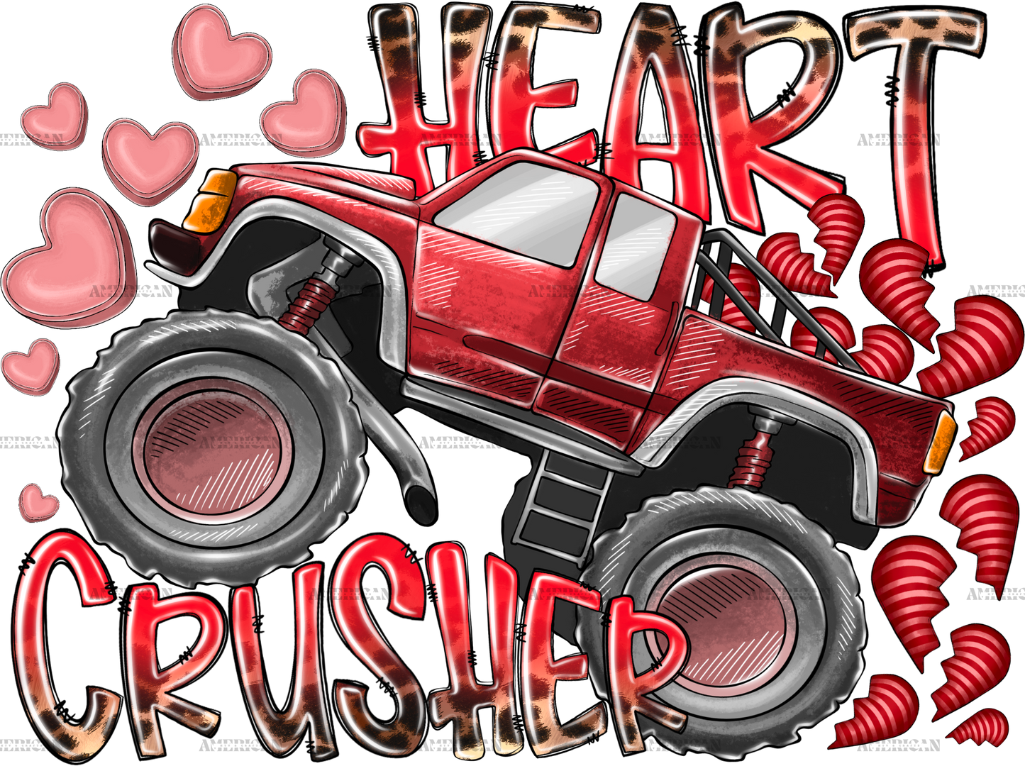 Heart Crusher Truck DTF Transfer