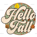 Hello Fall Leaves Dotted DTF Transfer