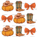 Howdy Autumn Pumpkins Bows-3 DTF Transfer
