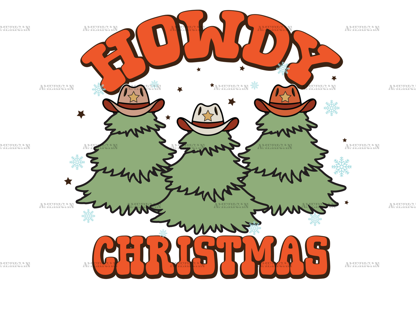 Howdy Christmas Trees DTF Transfer