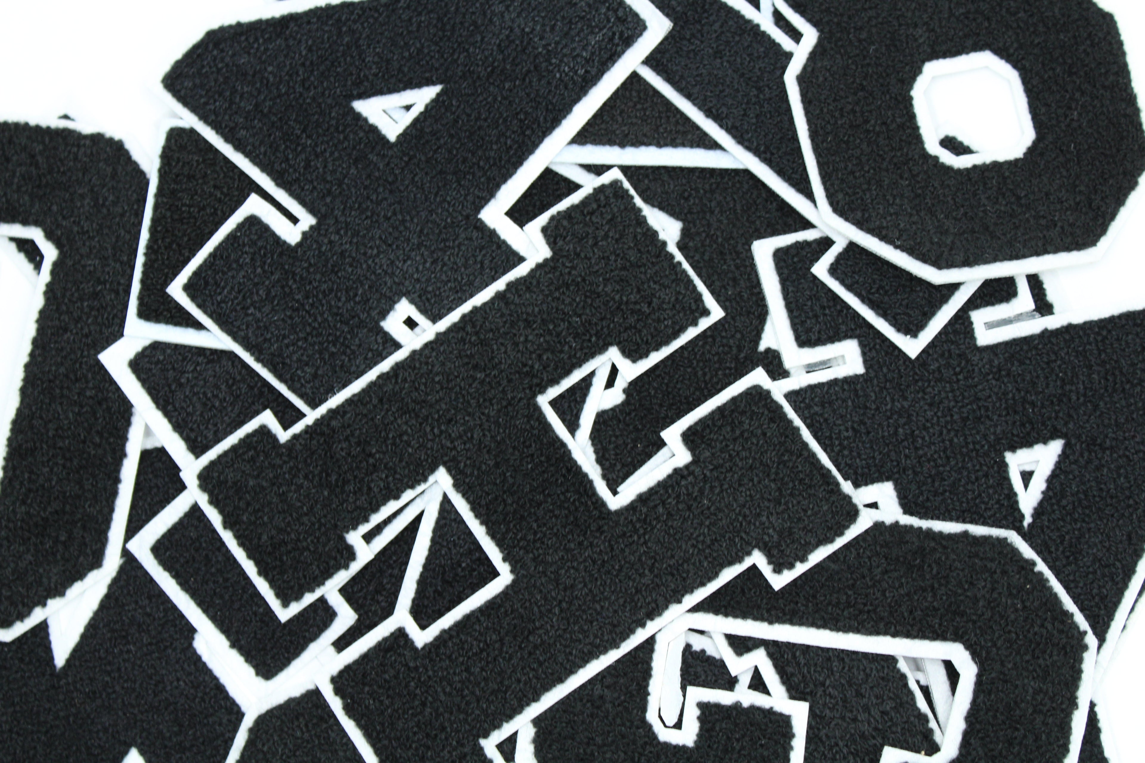 Black on White 6" Chenille Letter Varsity