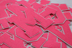 Neon Pink on White 6" Chenille Letter Varsity
