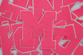 Neon Pink on White 6" Chenille Letter Varsity