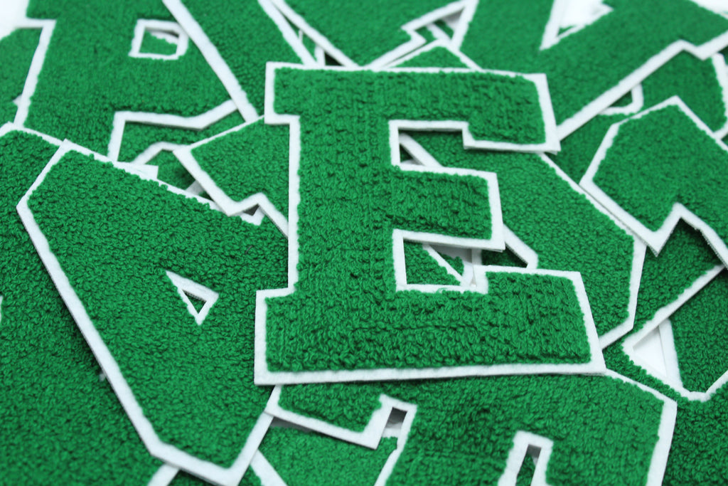 Green on White 6" Chenille Letter Varsity