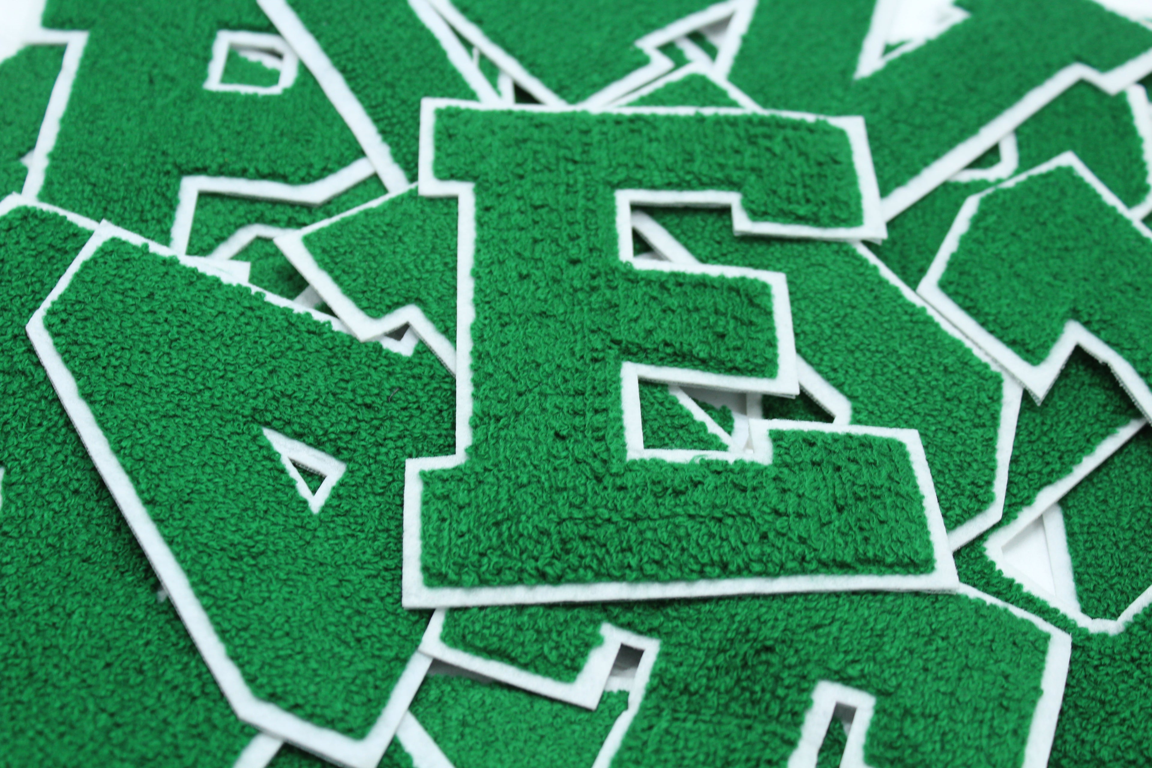 Green on White 6" Chenille Letter Varsity