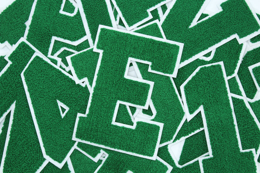 Green on White 6" Chenille Letter Varsity