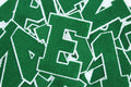 Green on White 6" Chenille Letter Varsity
