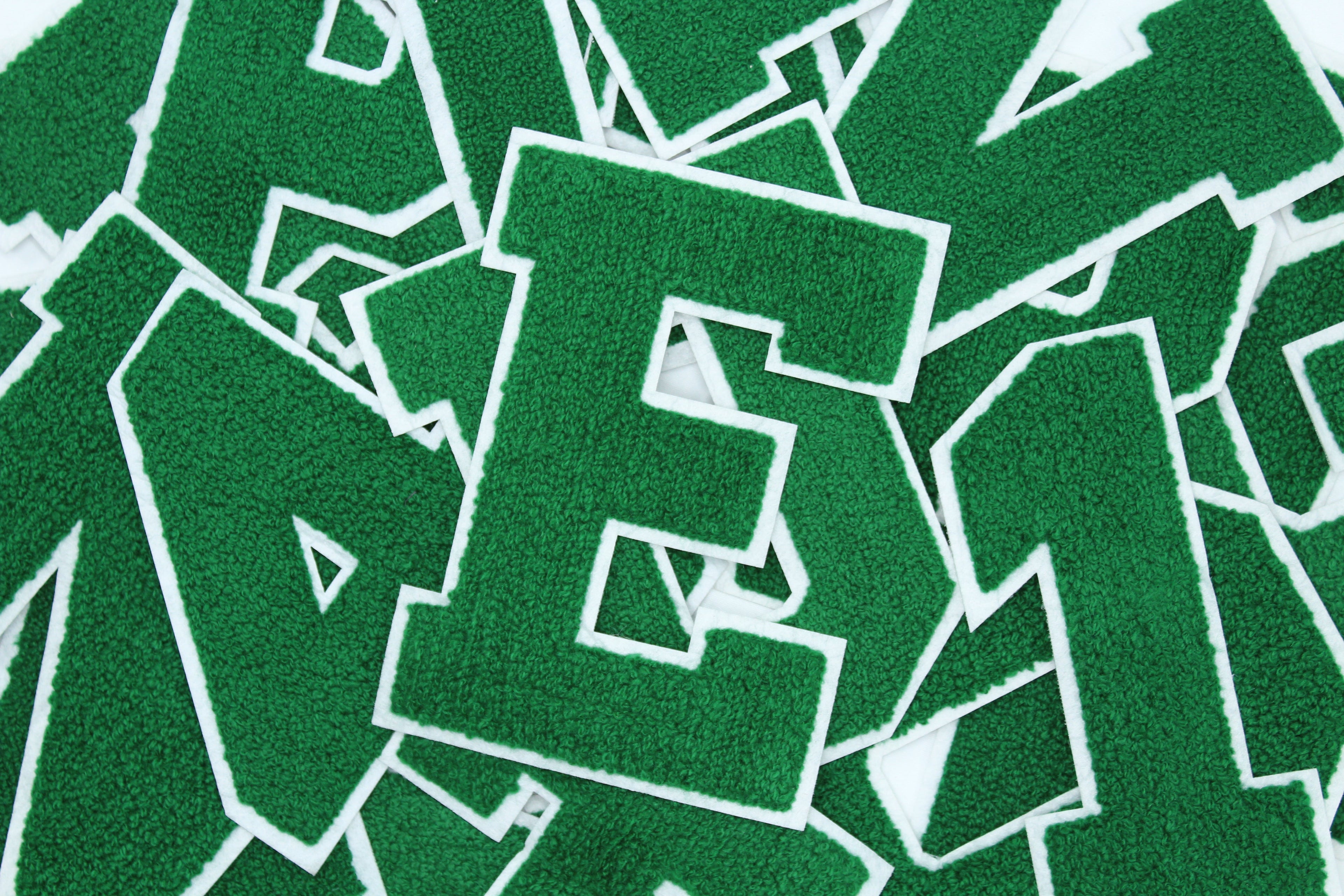 Green on White 6" Chenille Letter Varsity
