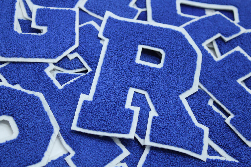 Royal Blue on White 6" Chenille Letter Varsity