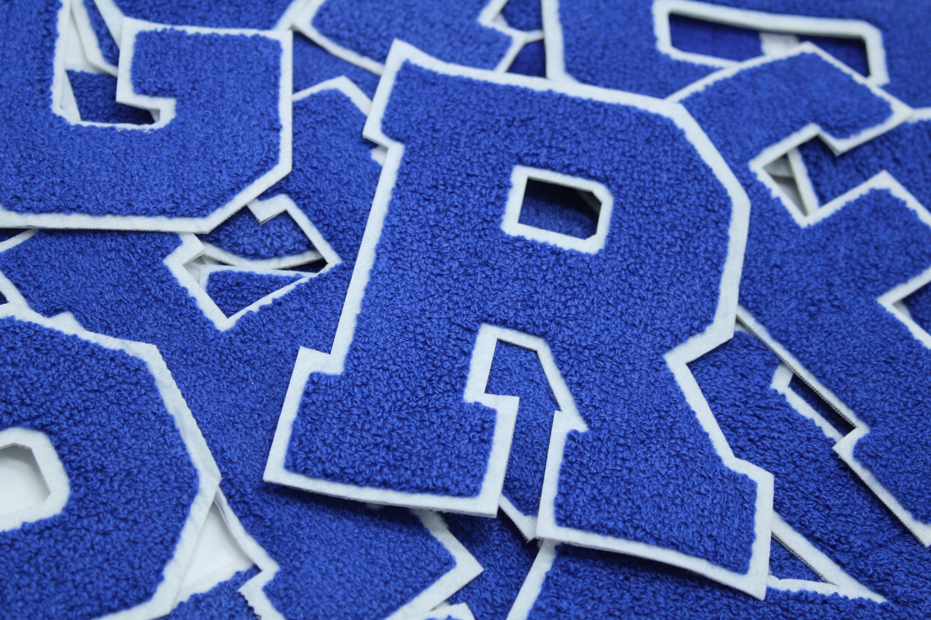 Royal Blue on White 6" Chenille Letter Varsity