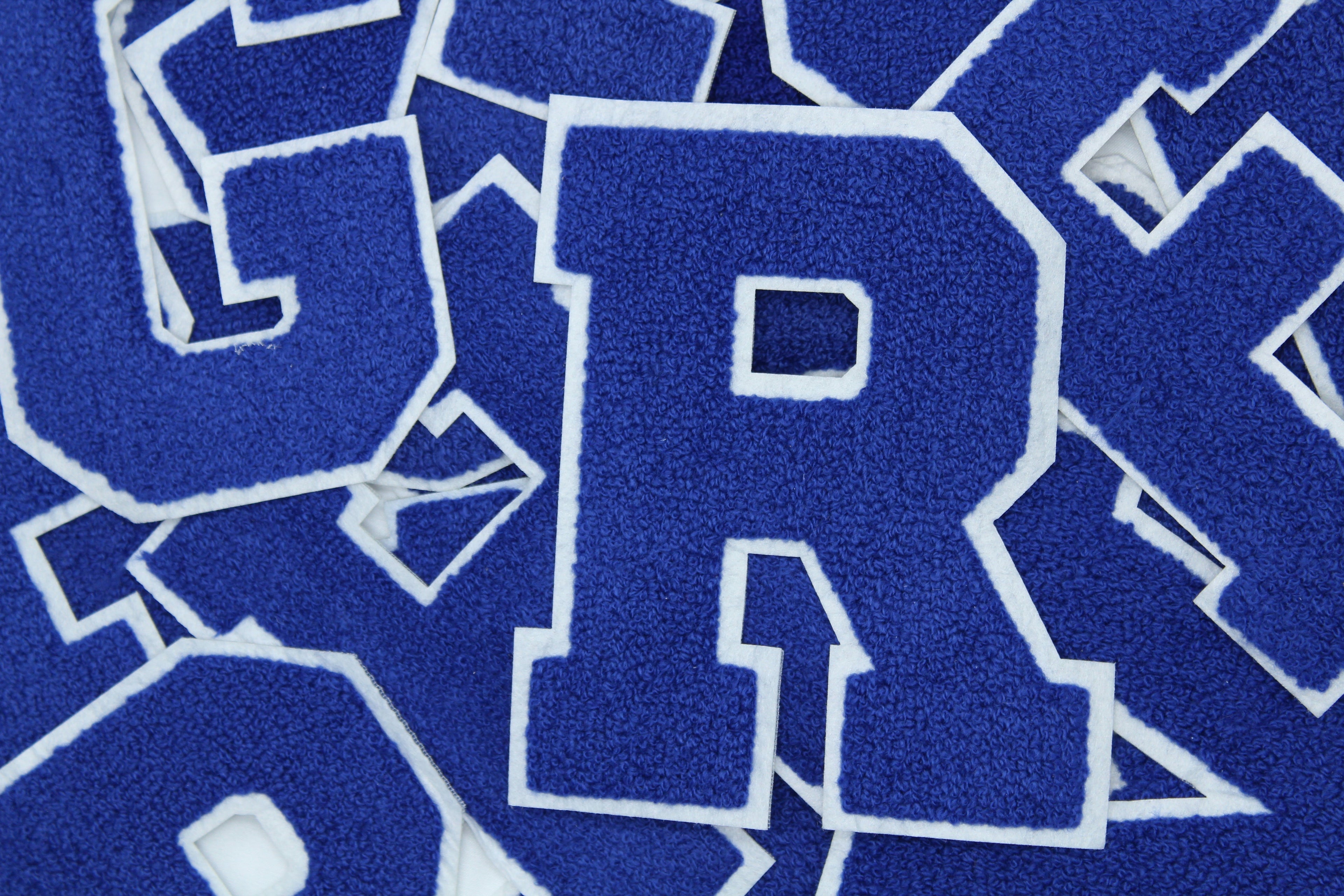 Royal Blue on White 6" Chenille Letter Varsity