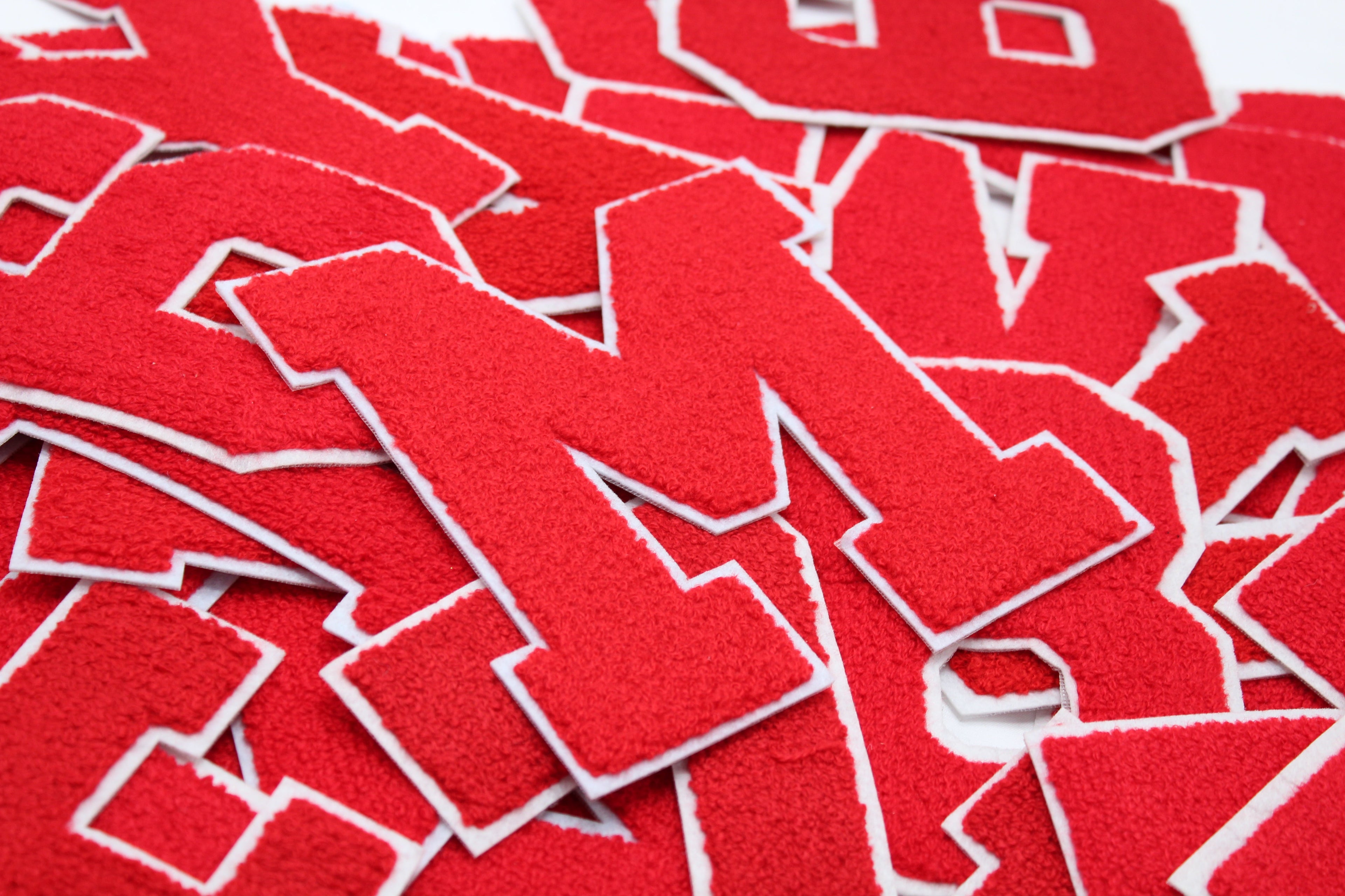 Red on White 6" Chenille Letter Varsity