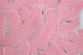 Light Pink on White 6" Chenille Letter Varsity