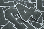 Dark Grey on White 6" Chenille Letter Varsity