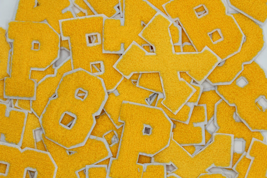 Yellow on White 2.5" Chenille Letter Varsity