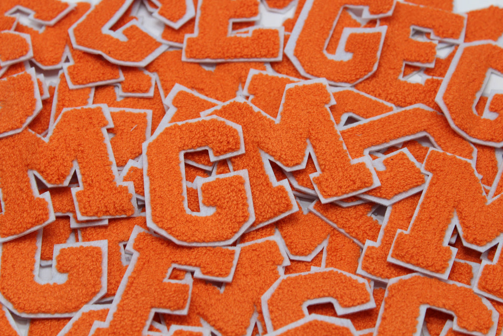 Orange on White 2.5" Chenille Letter Varsity