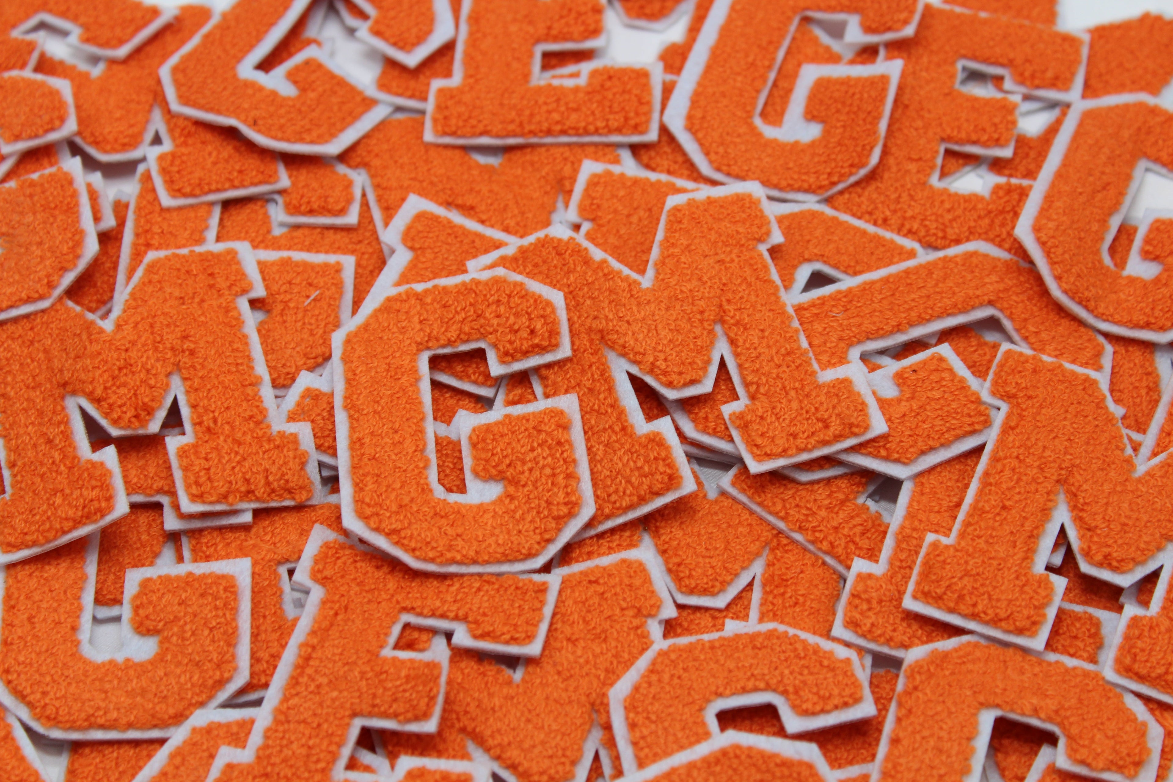 Orange on White 2.5" Chenille Letter Varsity
