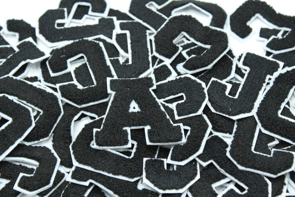 Black on White 2.5" Chenille Letter Varsity