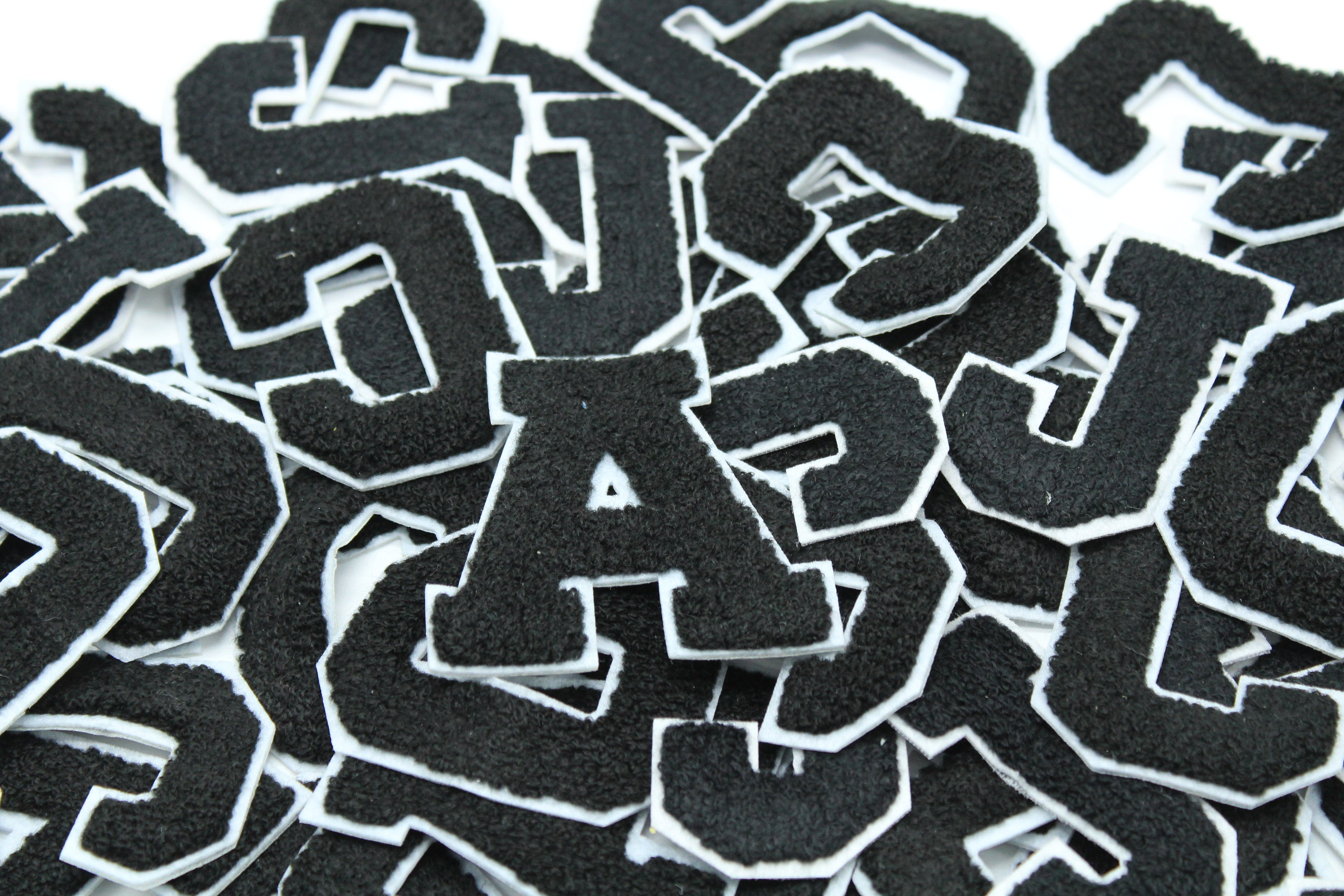 Black on White 2.5" Chenille Letter Varsity