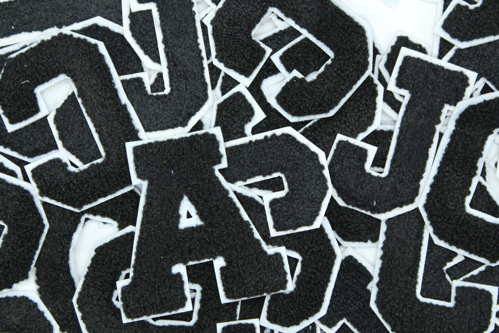 Black on White 2.5" Chenille Letter Varsity
