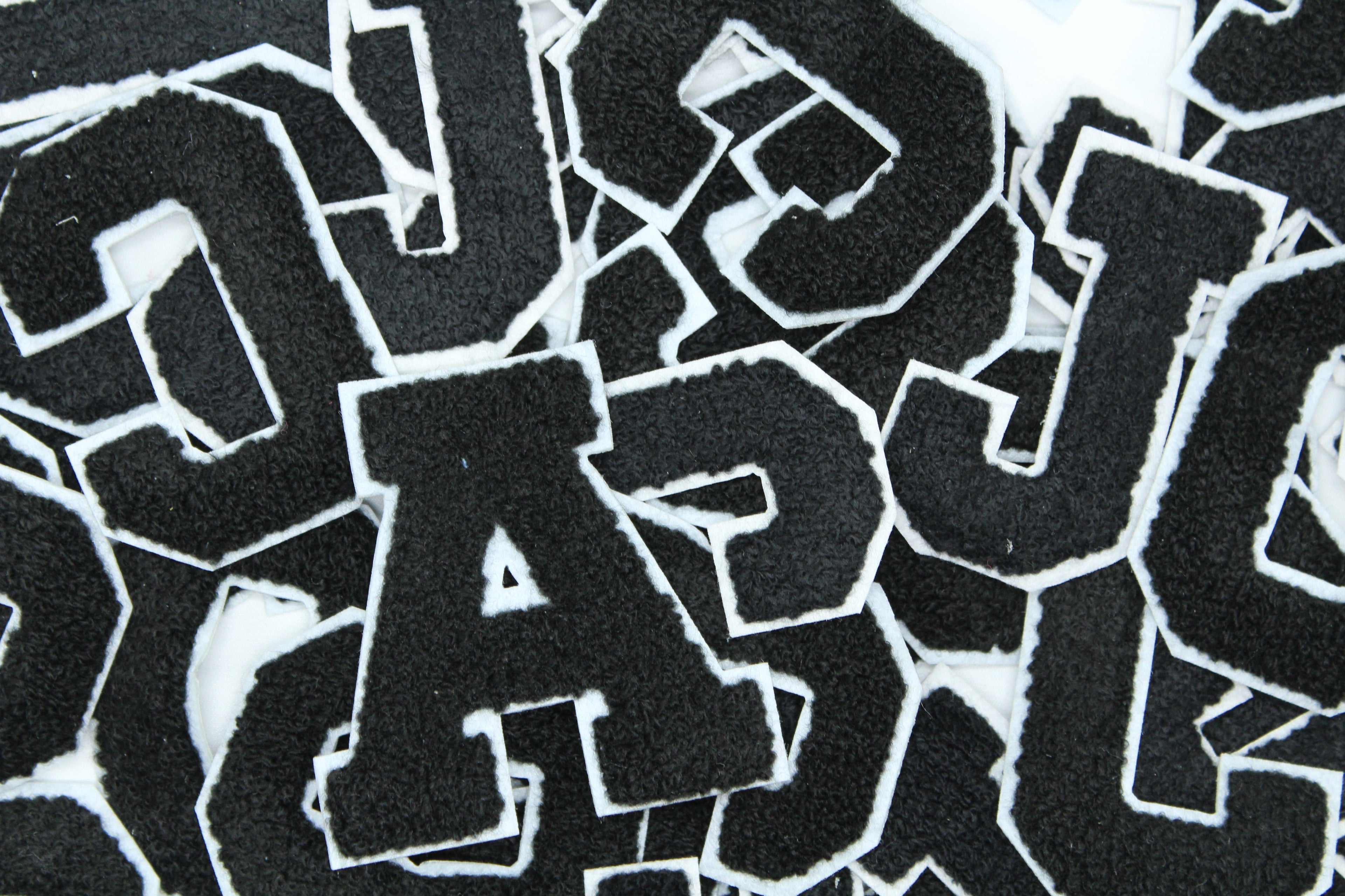 Black on White 2.5" Chenille Letter Varsity