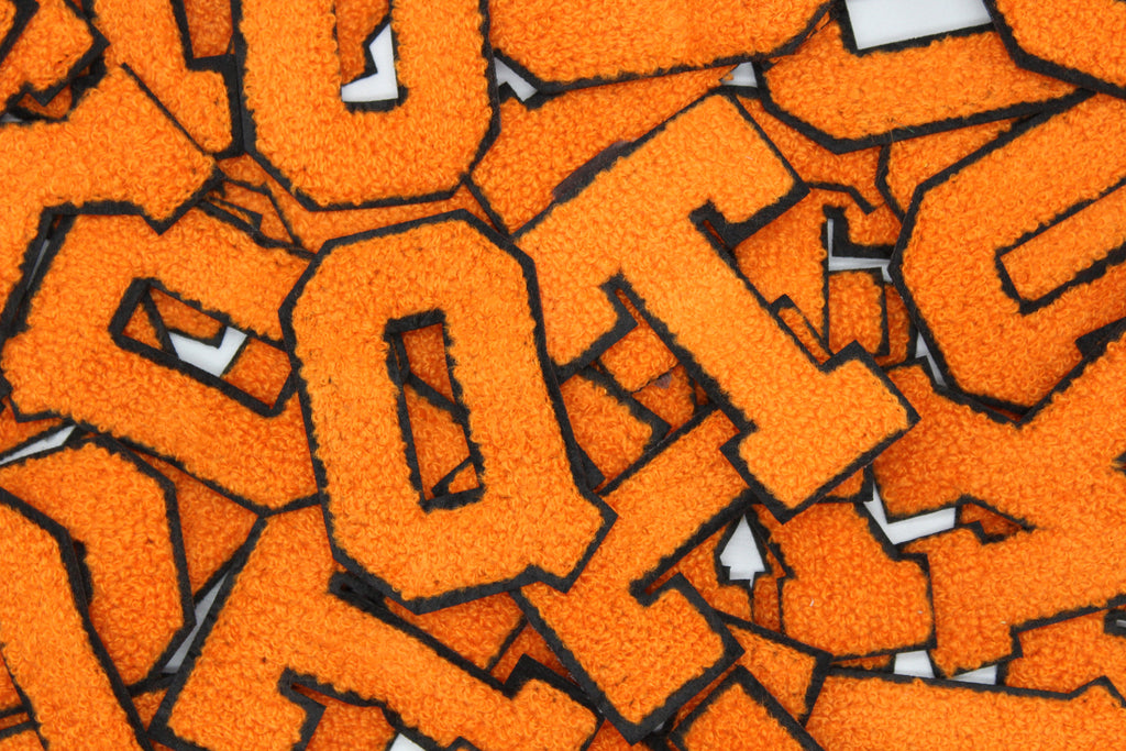 Orange on Black 2.5" Chenille Letter Varsity