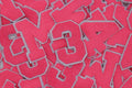 Neon Pink on White 2.5" Chenille Letter Varsity