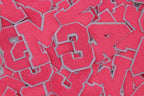 Neon Pink on White 2.5" Chenille Letter Varsity