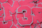 Neon Pink on White 2.5" Chenille Letter Varsity