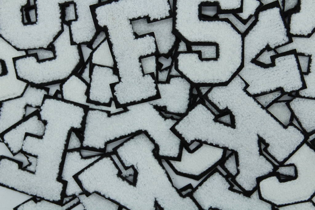 White on Black 2.5" Chenille Letter Varsity