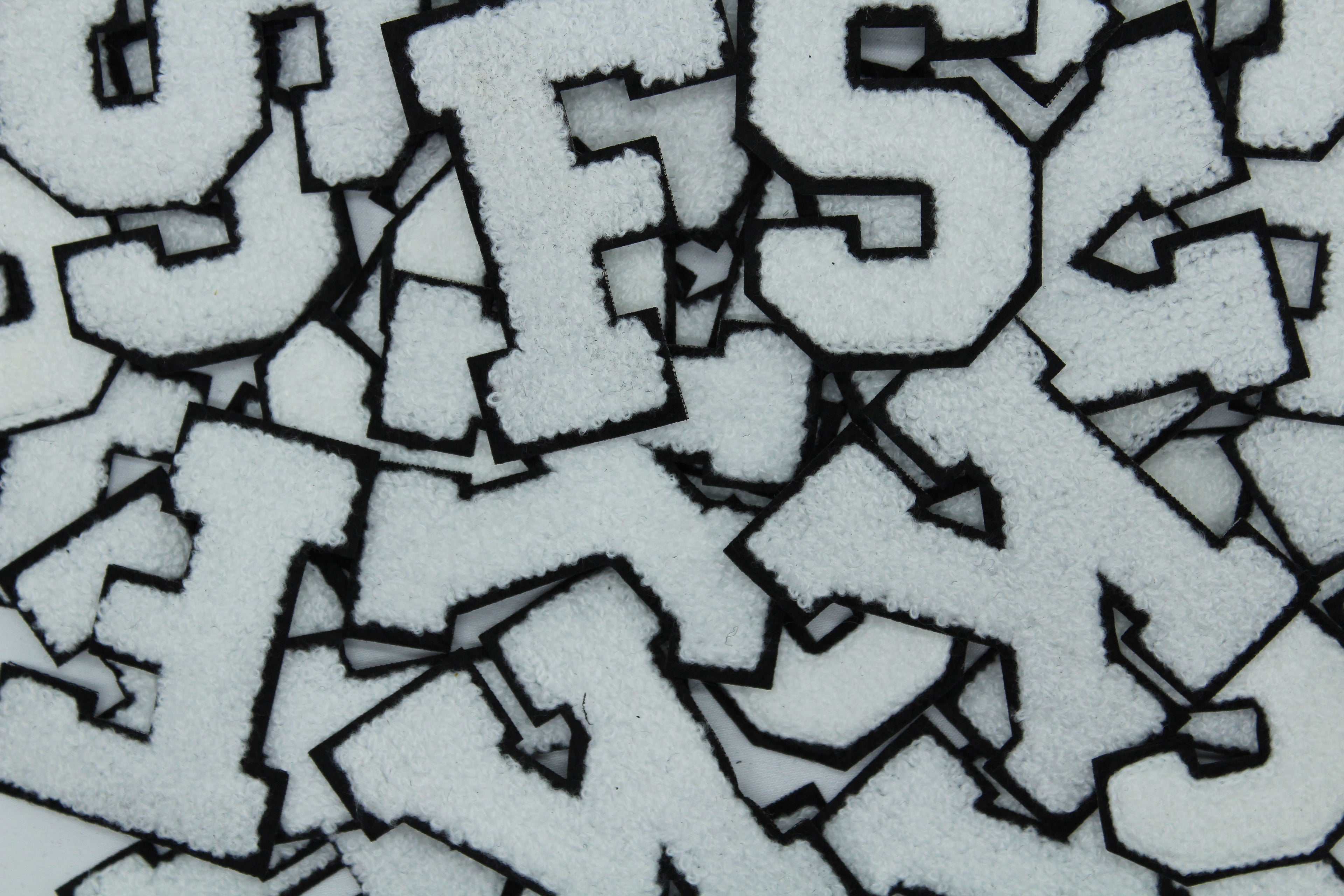 White on Black 2.5" Chenille Letter Varsity