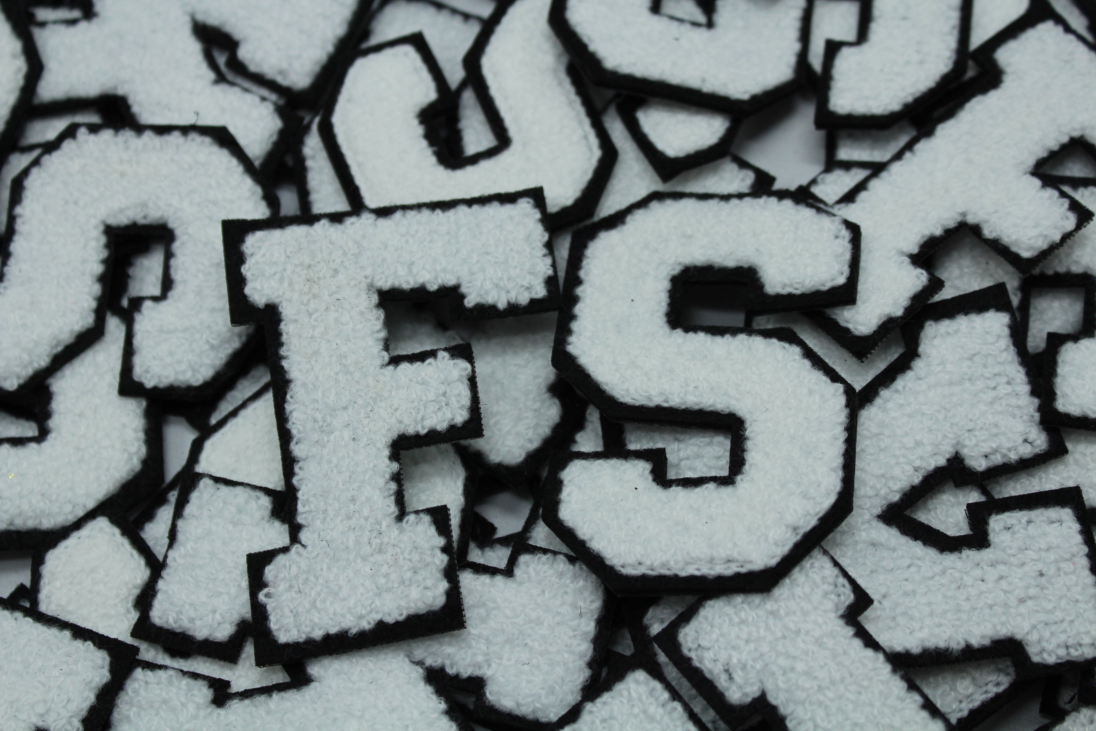 White on Black 2.5" Chenille Letter Varsity