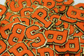 Orange on Gold Sequin 2.5" Chenille Letter Varsity