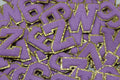 Lavender and Gold Sequin 2.5" Chenille Letter Varsity