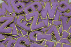 Lavender and Gold Sequin 2.5" Chenille Letter Varsity