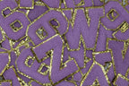 Lavender and Gold Sequin 2.5" Chenille Letter Varsity