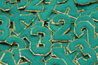 Turquoise and Gold Sequin 2.5" Chenille Letter Varsity