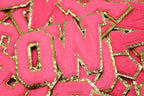 Neon Pink and Gold Sequin 2.5" Chenille Letter Varsity