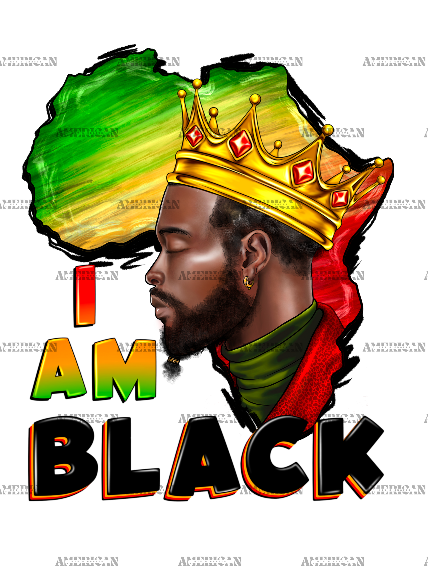 I Am Black King Juneteenth DTF Transfer