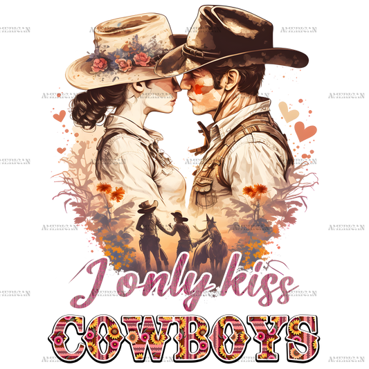 I Only Kiss Cowboys Western Valentine DTF Transfer