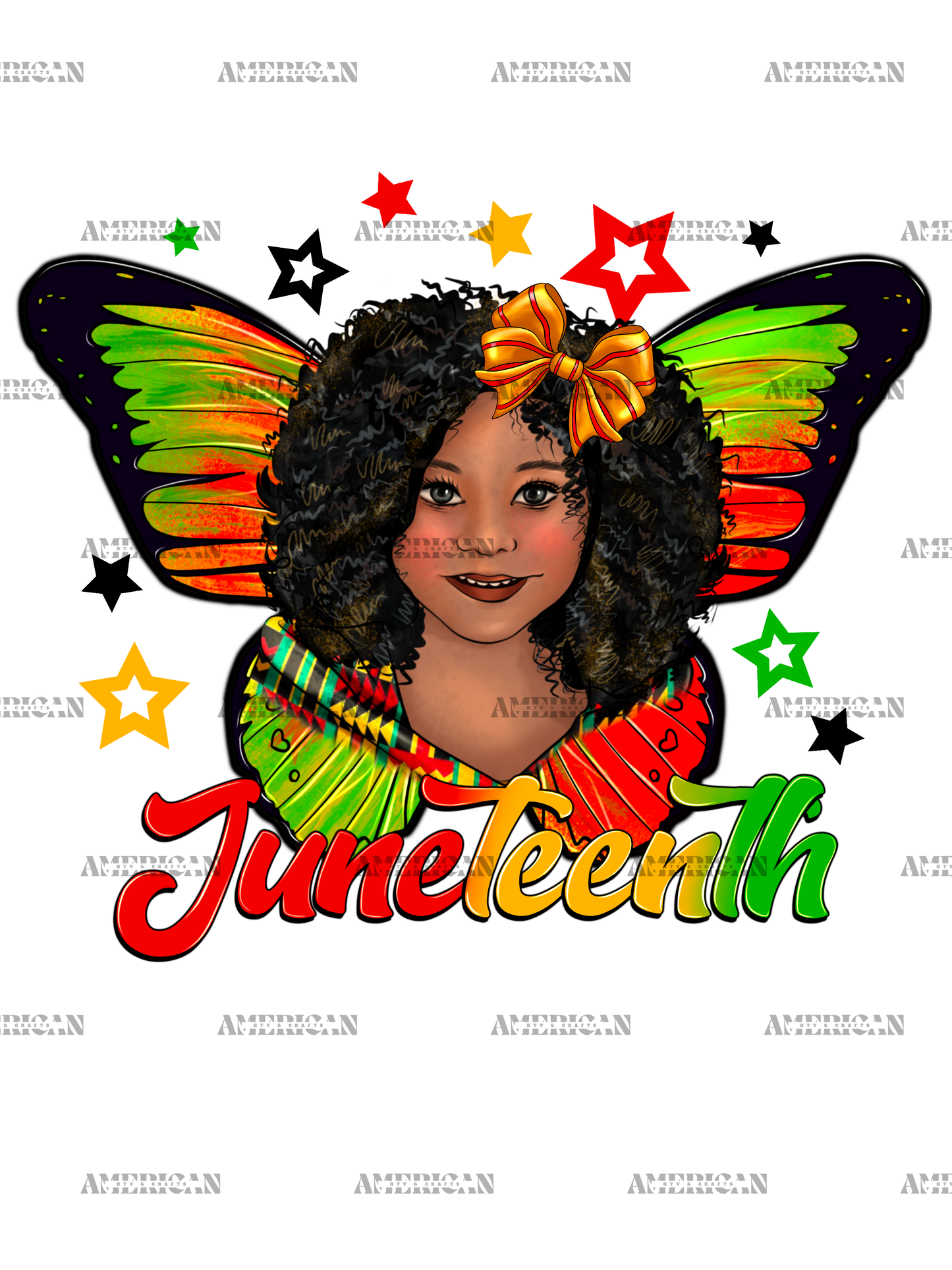 Juneteenth Afro Girl Butterfly-2 DTF Transfer