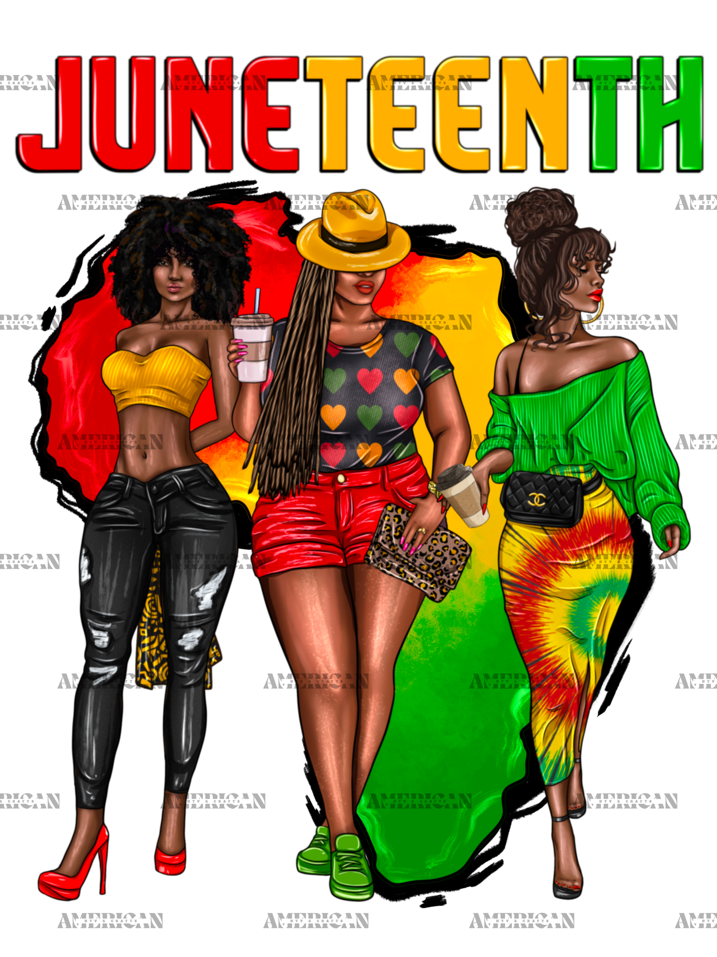 Juneteenth Black Woman African Map DTF Transfer